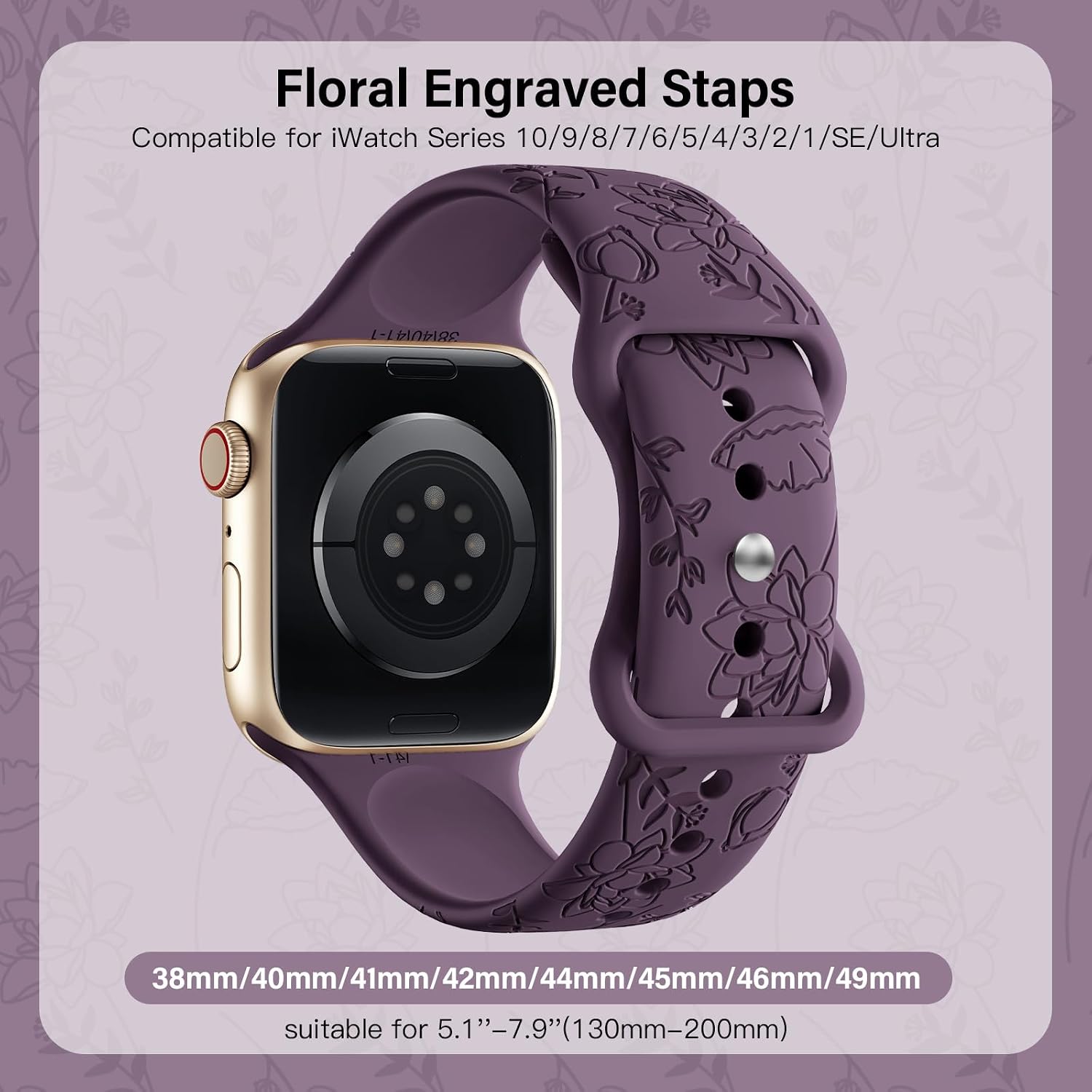 Thumbnail 2 de Yoohoo Floral Engraved strap for Apple Watch