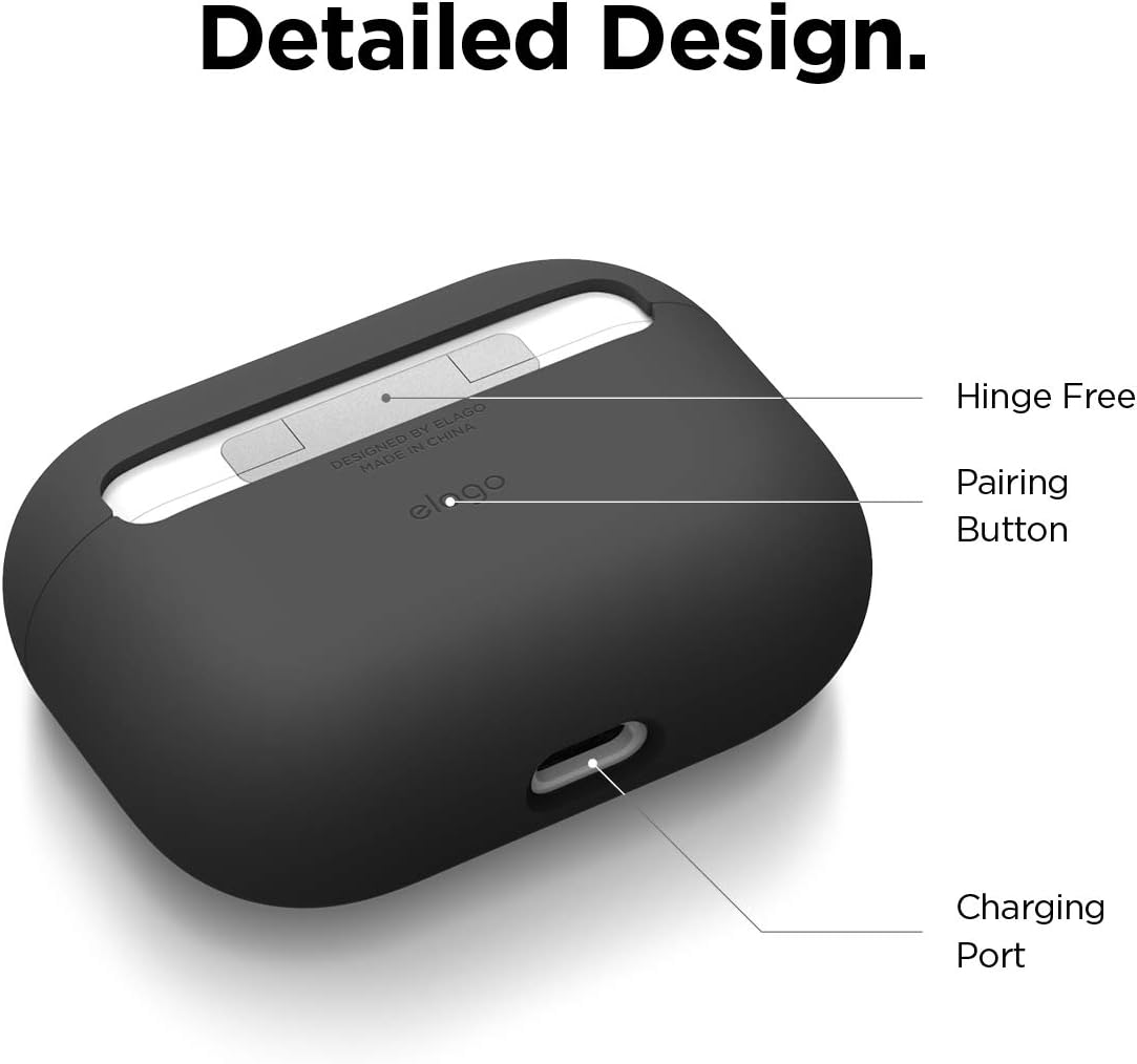 Thumbnail 6 de elago Étui Liquide Hybride pour AirPods Pro (noir) – coque triple couche avec silicone, finition mate et LED visible