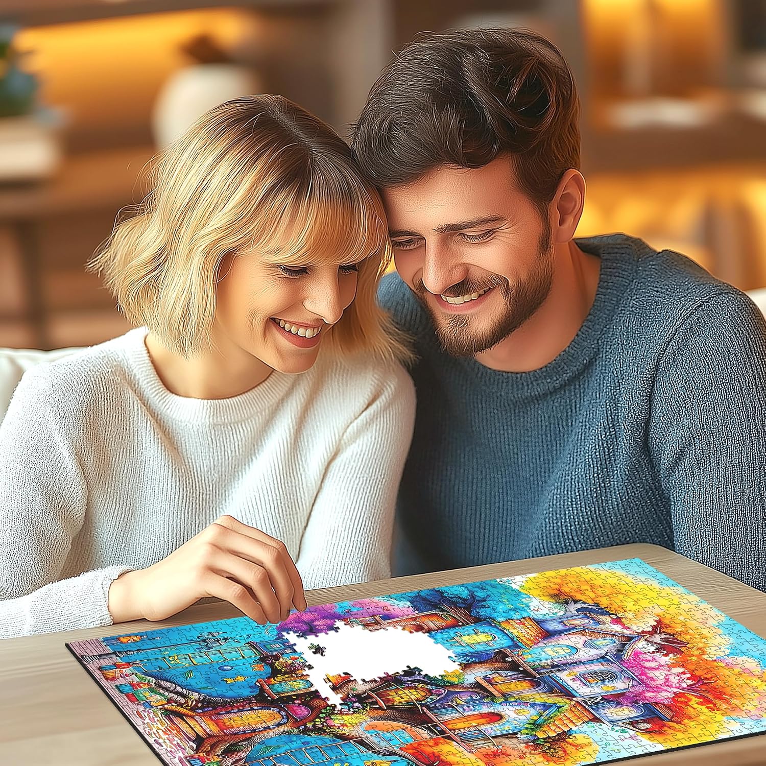 Detalle de Blueforest 1000-Piece Adult Jigsaw Puzzle (Whimsical Tree House Fantasy Art)