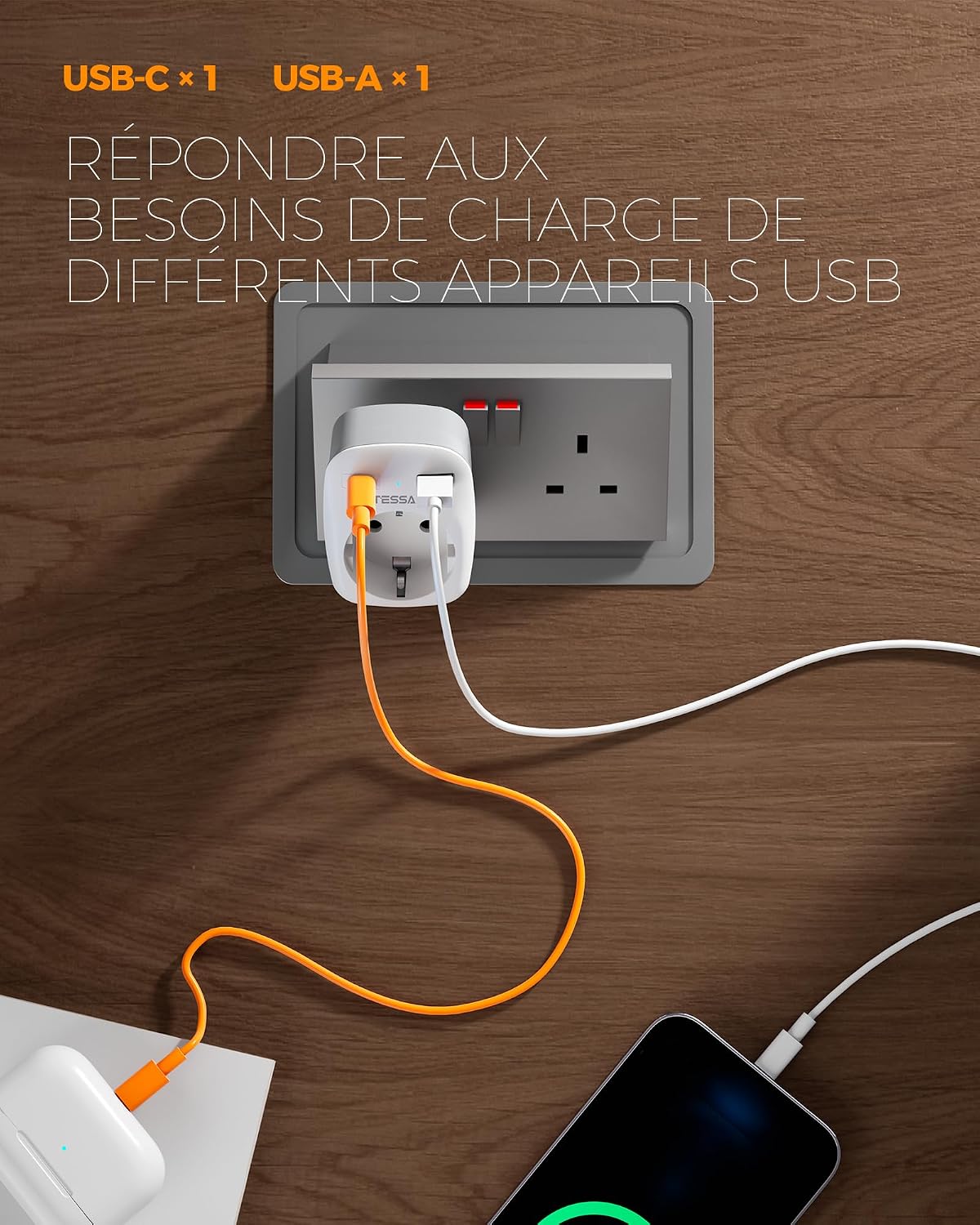Thumbnail 6 de TESSAN Adaptateur Prise Anglaise 3250W 🔌