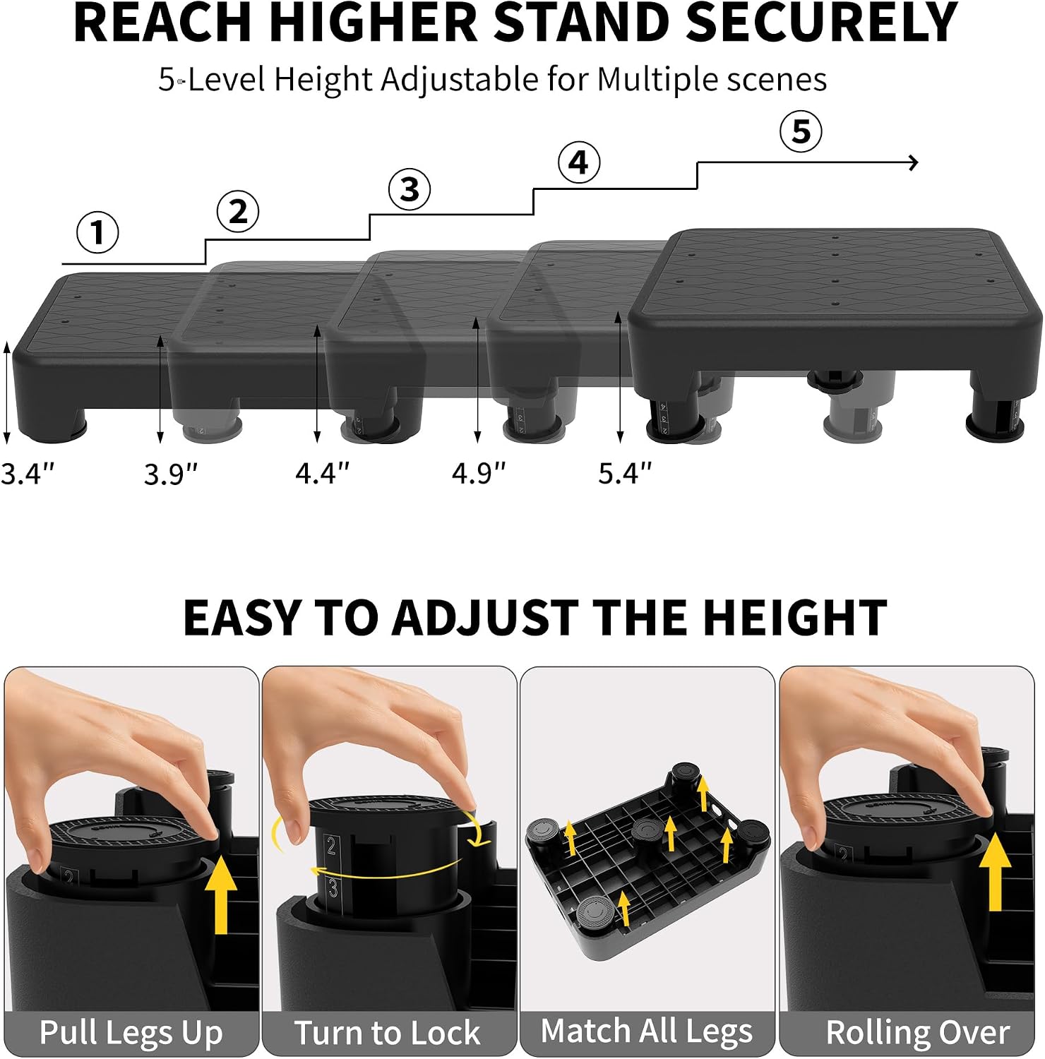 Detalle 2 de liftoza TXSS-5C-B Adjustable Step Stool, 5 Heights, 700 lb Capacity