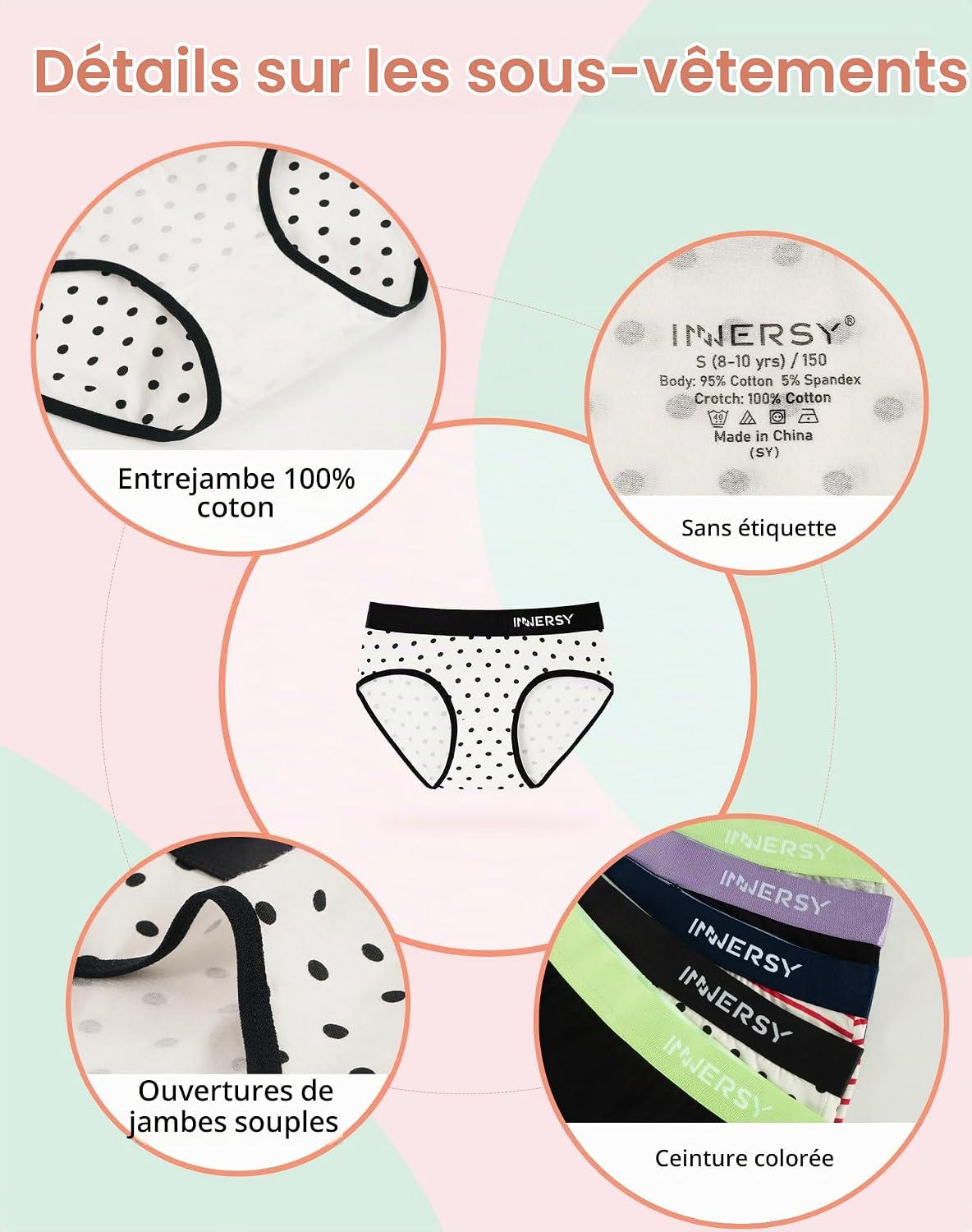 Thumbnail 3 de INNERSY set van 6 katoenen slips voor tieners en meisjes