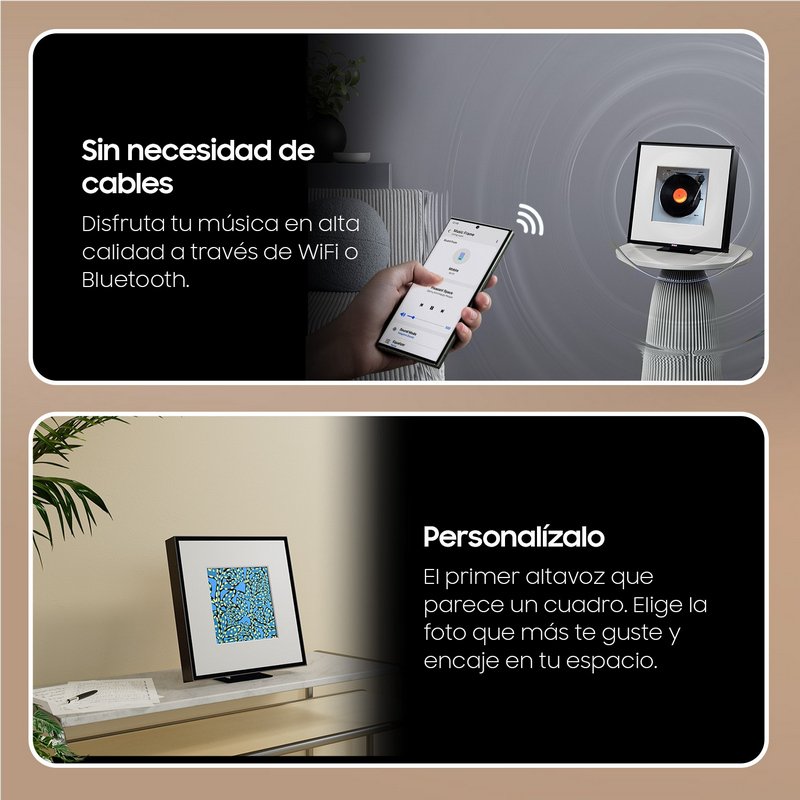 Detalle de Samsung HW-LS60D/EN Music Frame 2024: Altavoz 2.0 en diseño marco con sonido envolvente