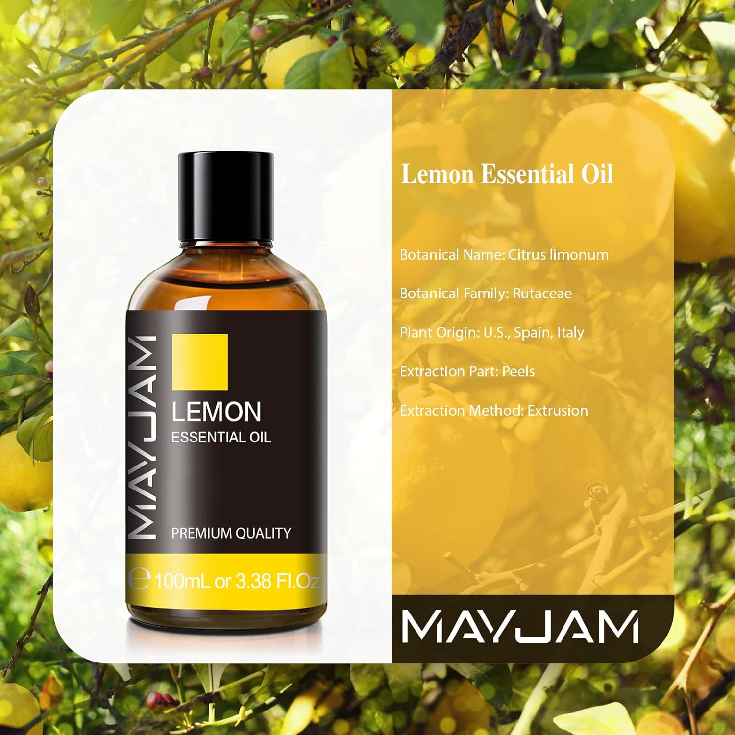 Thumbnail 1 de MAYJAM Lemon Essential Oils 100ML for Diffusers and DIY (Amber Glass Bottle)