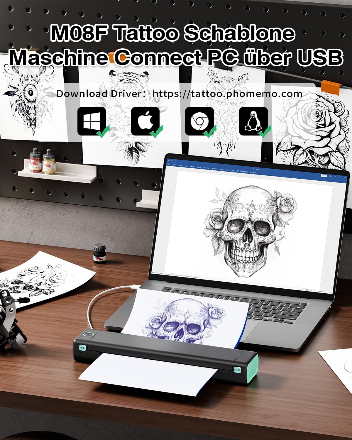 Thumbnail 2 de Phomemo M08F Tattoo Drucker 1200 mAh 🖨