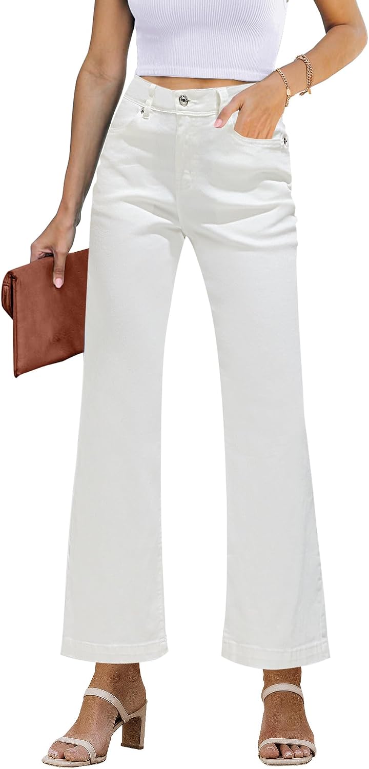 Detalle de GRAPENT High Waisted Flare Jeans for Women — Stretch Denim Wide Leg (33" Long, 31" Regular, 28" Petite)