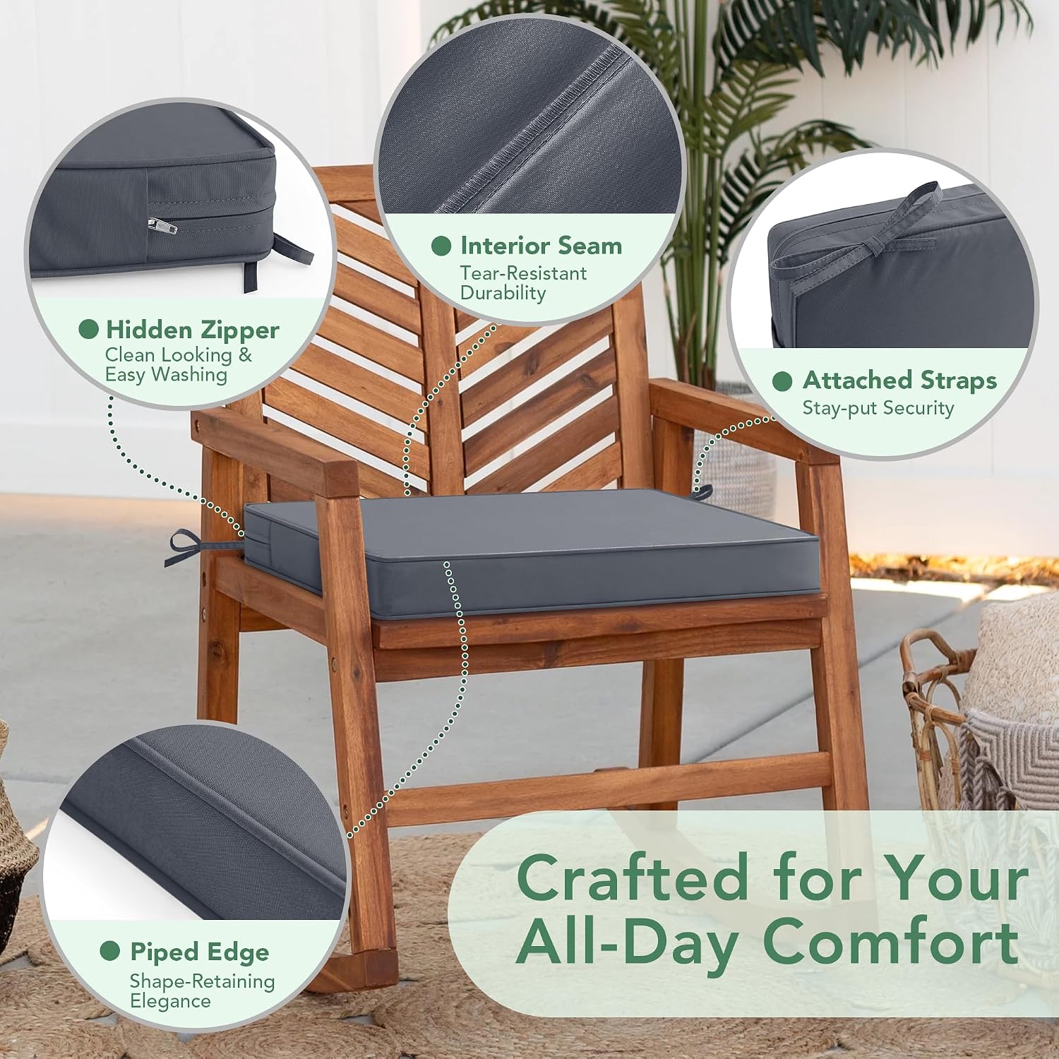 Detalle 2 de Outdoor Chair Cushions, 24 x 24 Inches