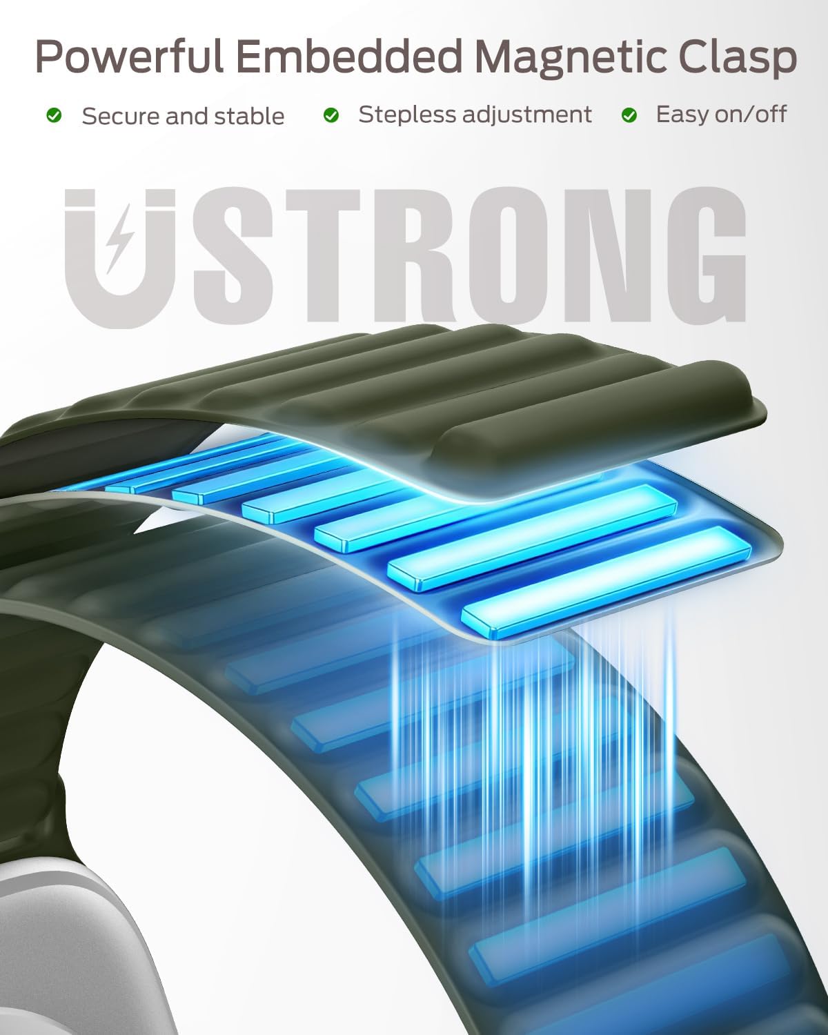 Thumbnail 1 de Higgs Magnetic Silicone Sport Strap for Apple Watch (38–49mm): A flexible, magnet‑adjustable band