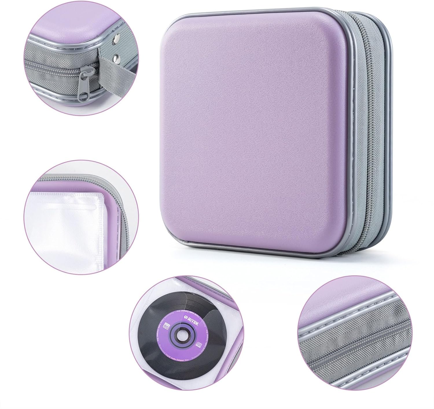 Thumbnail 2 de LIOVODE 48 Capacity DVD Case – Lavender Portable CD/DVD Wallet for Car