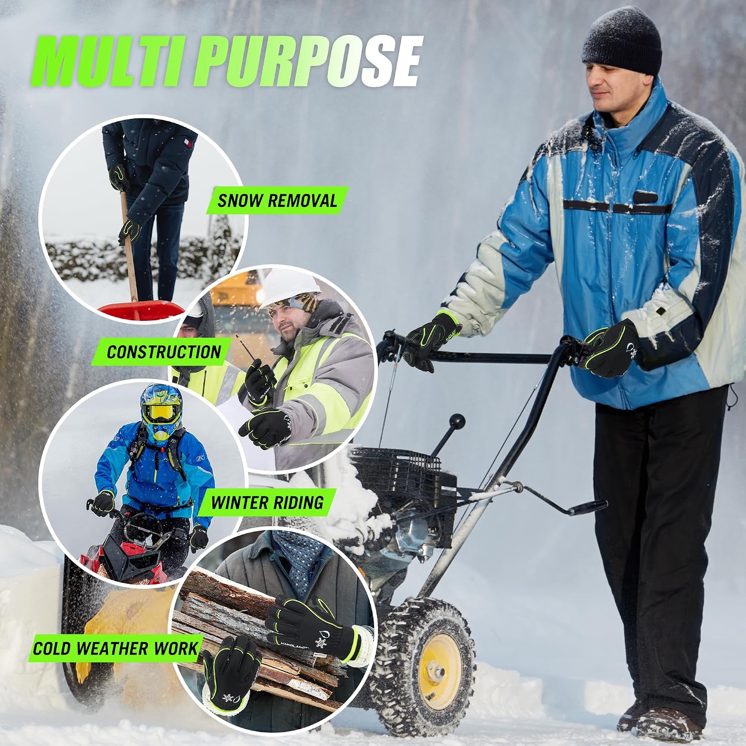 Detalle de HANDLANDY 8030 Winter Work Gloves, 3M Thinsulate, Waterproof, Touchscreen