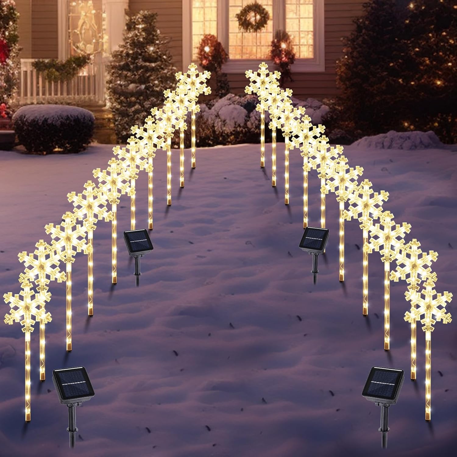 Detalle de BRIGHTDECK Solar Snowflake Pathway Lights, 20-Pack
