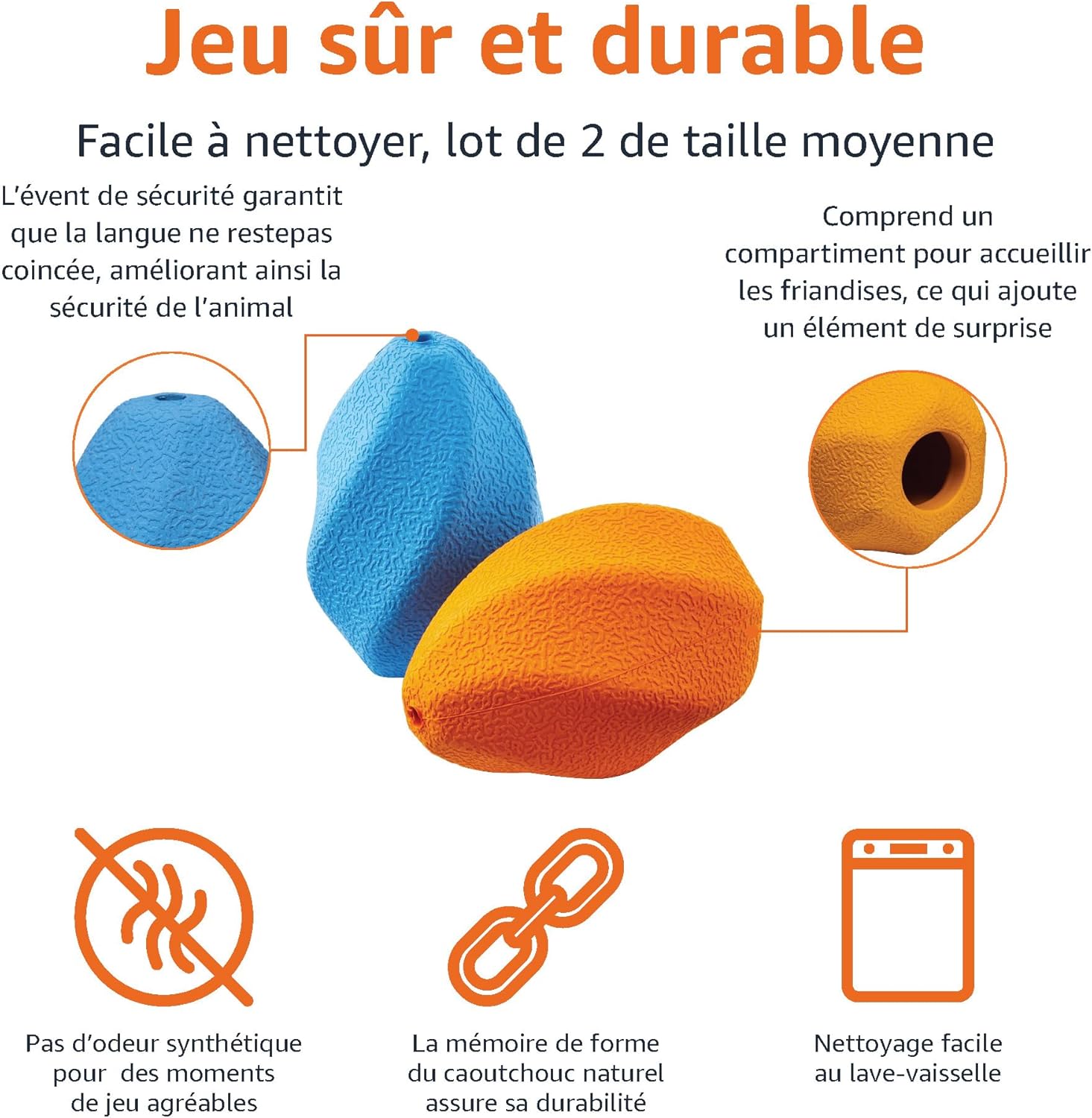 Thumbnail 2 de Amazon Basics Lot de 2 Jouets à mâcher pour Chien – distributeurs de friandises, taille moyenne, multicolore