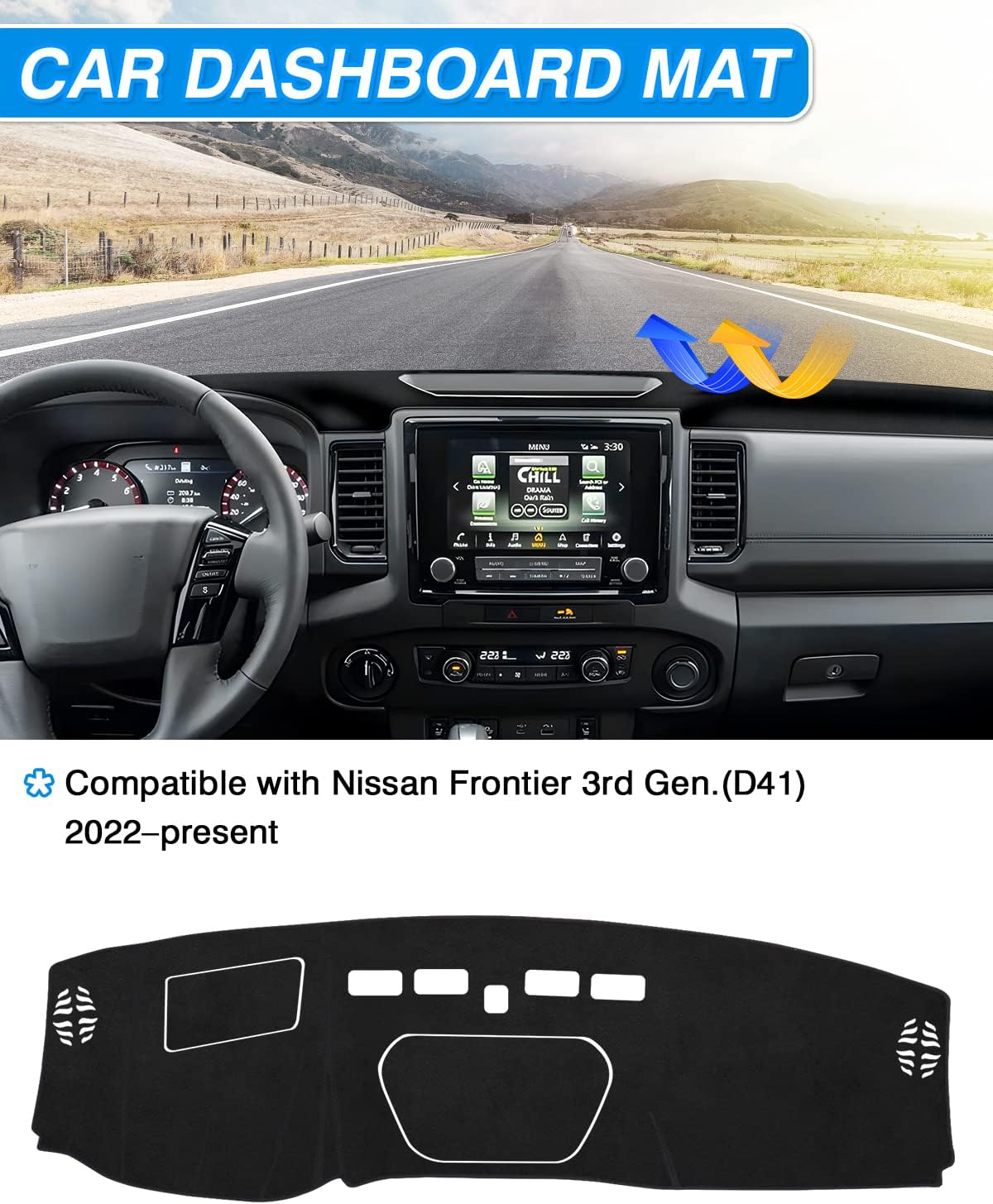 Thumbnail 1 de CARTIST Dash Cover Custom Fit for Nissan Frontier (2022-2026) — Non-Slip, Anti-Glare Dashboard Mat