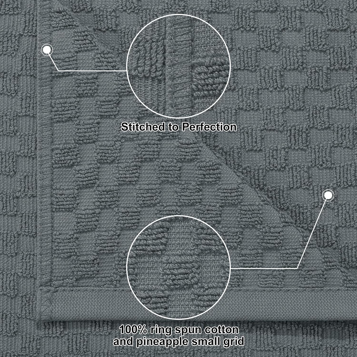 Thumbnail 2 de Homaxy 100% Cotton Terry Kitchen Towels (15" x 25", 6 Pack) Dark Grey