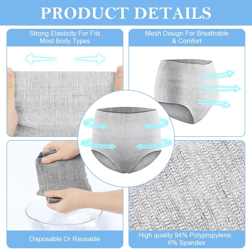 Detalle 2 de Culottes post-accouchement jetables ACWOO (lot de 4) : slips maternité taille haute pour incontinence et césarienne