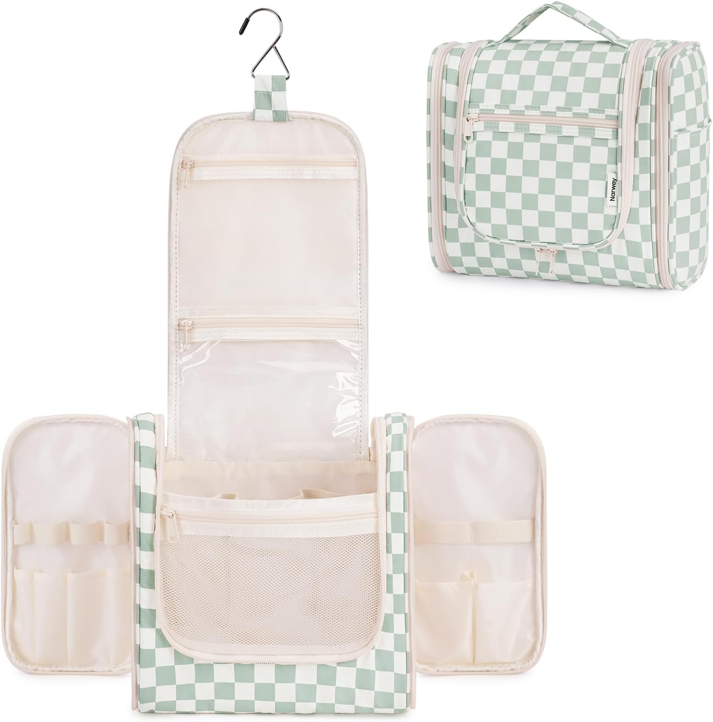 Detalle 2 de Narwey Checkered Travel Hanging Toiletry Bag 28cm