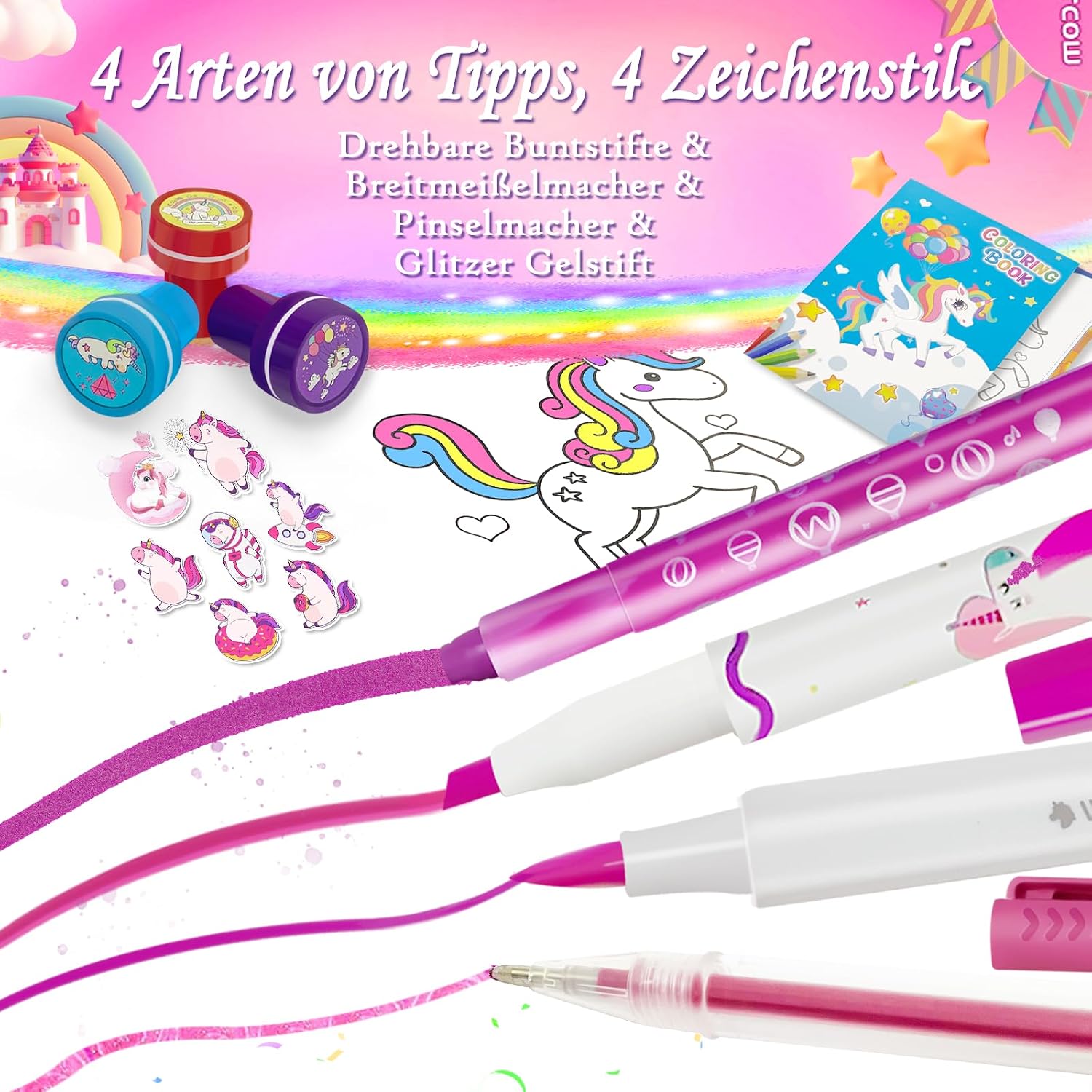 Detalle de weirtoya Einhorn Filzstifte Set 56 Teile 🎨
