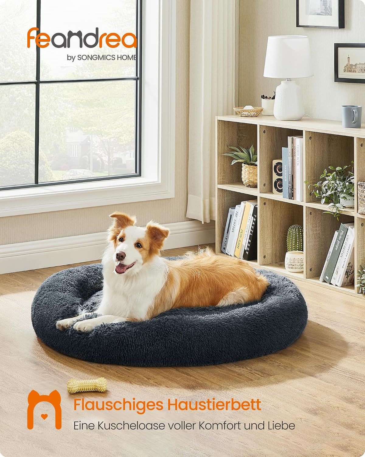 Detalle 2 de Feandrea Hundebett Donut 90 cm dunkelgrau