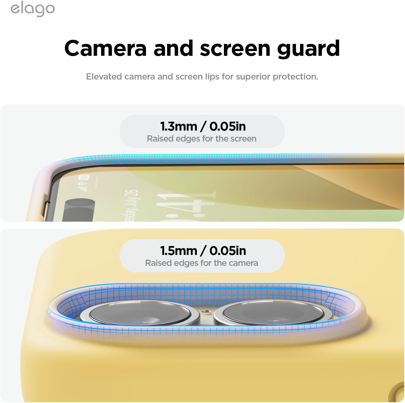 Detalle de Coque silicone elago “Liquide Premium” pour iPhone 16 Plus — protection intégrale antichoc, finition microfibre antirayures (jaune)