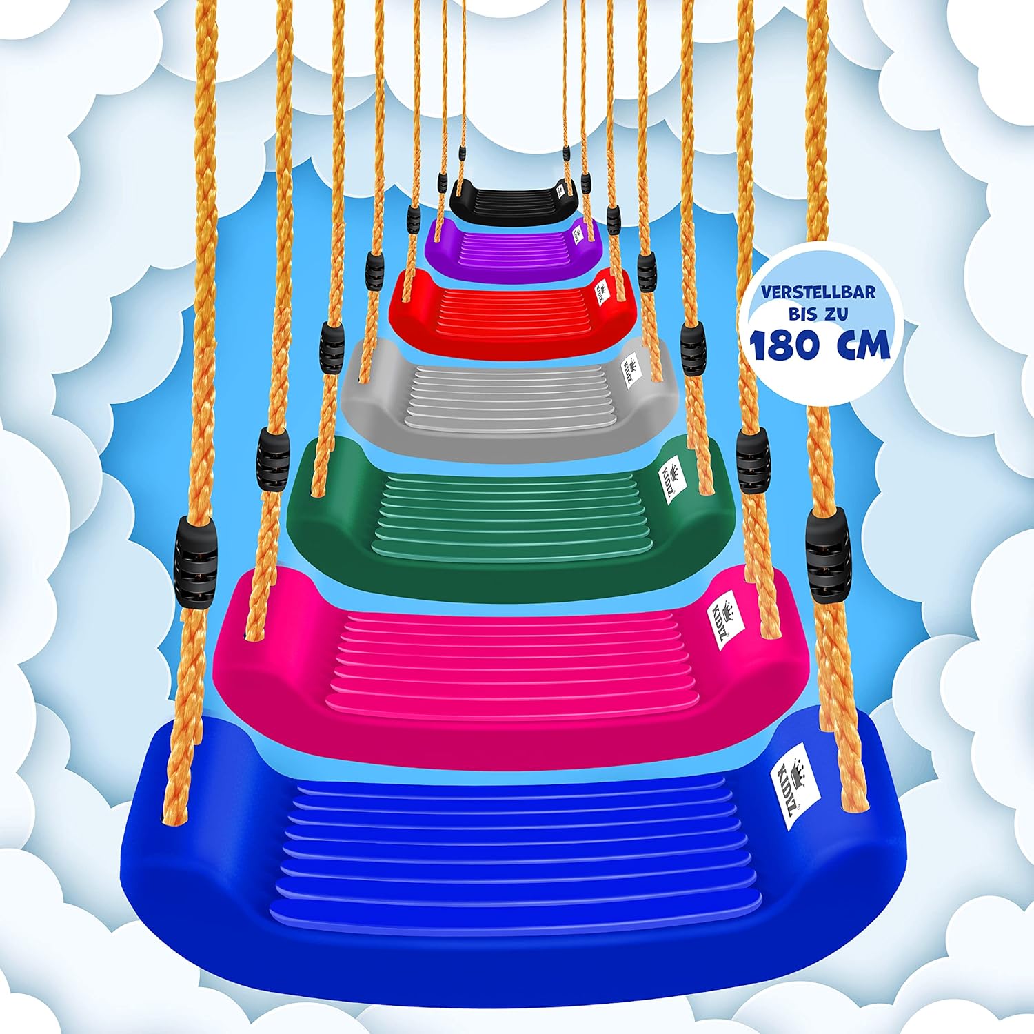 Thumbnail 2 de KIDIZ Schaukel Garten Kinderschaukel Set (Outdoor & Indoor) – höhenverstellbar, rutschfest, Schaukelbrett für Kinder