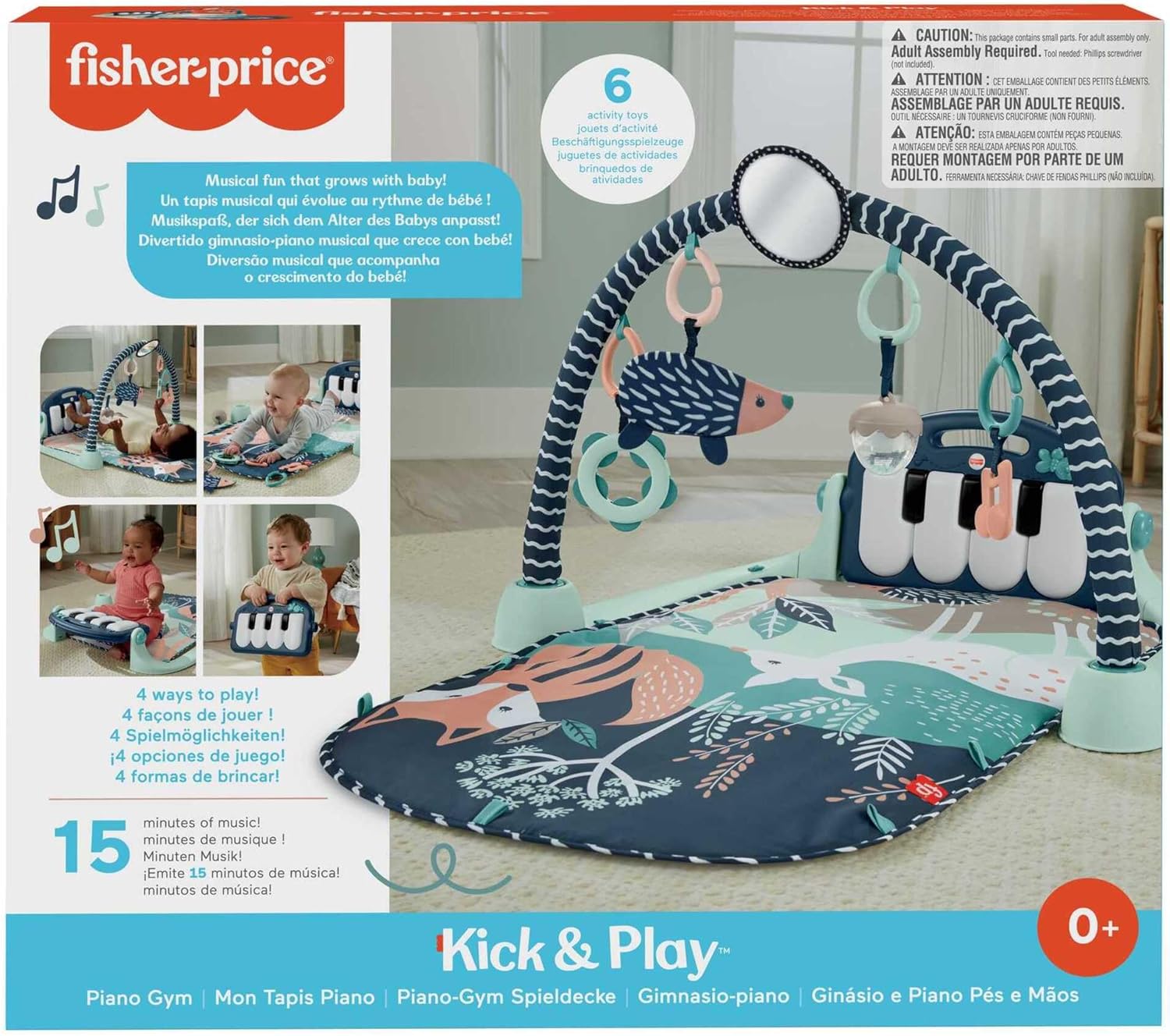 Thumbnail 5 de Fisher-Price Baby Playmat Kick & Play Piano Gym (HKX37) – Navy Fawn musical & sensory mat for newborn to toddler