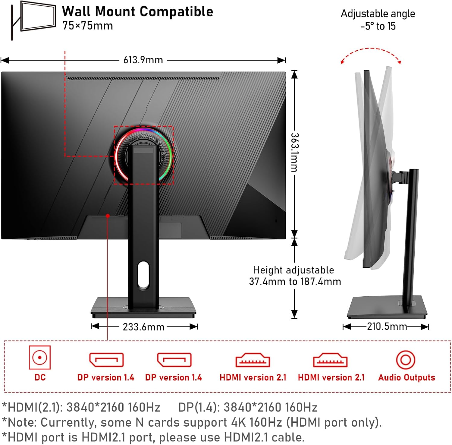 Detalle de Gawfolk 27 inch 4K IPS gaming monitor