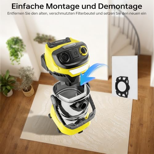 Detalle de 10 Stück KFI 357 Staubsaugerbeutel für Kärcher WD2/WD3/MV2/MV3 – Fishoney