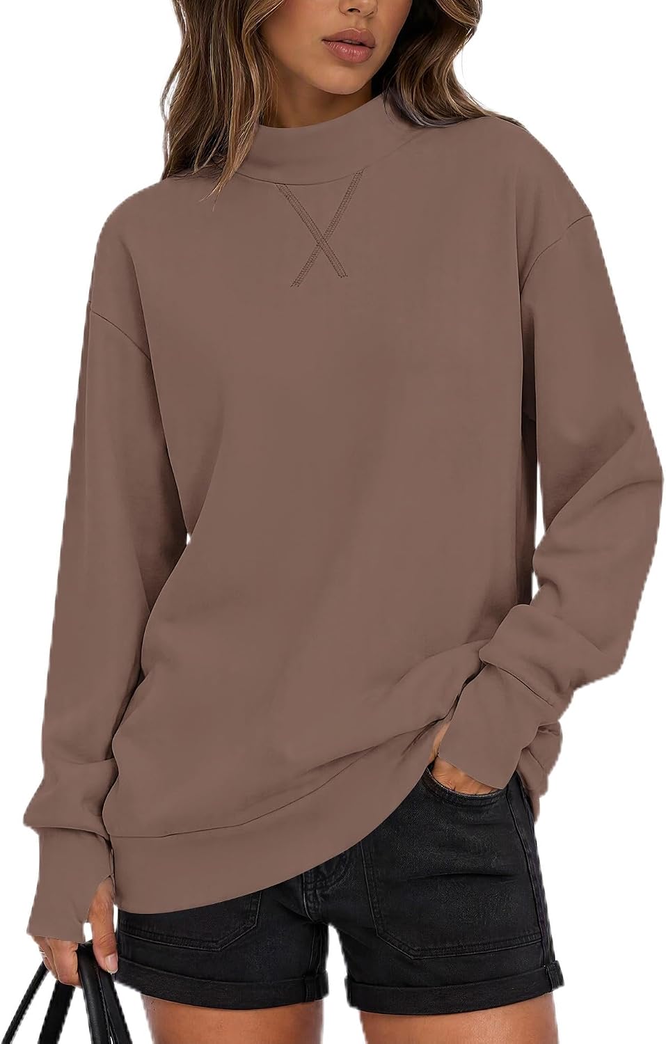 Detalle de AUSELILY Women's Mock Neck Sweatshirt