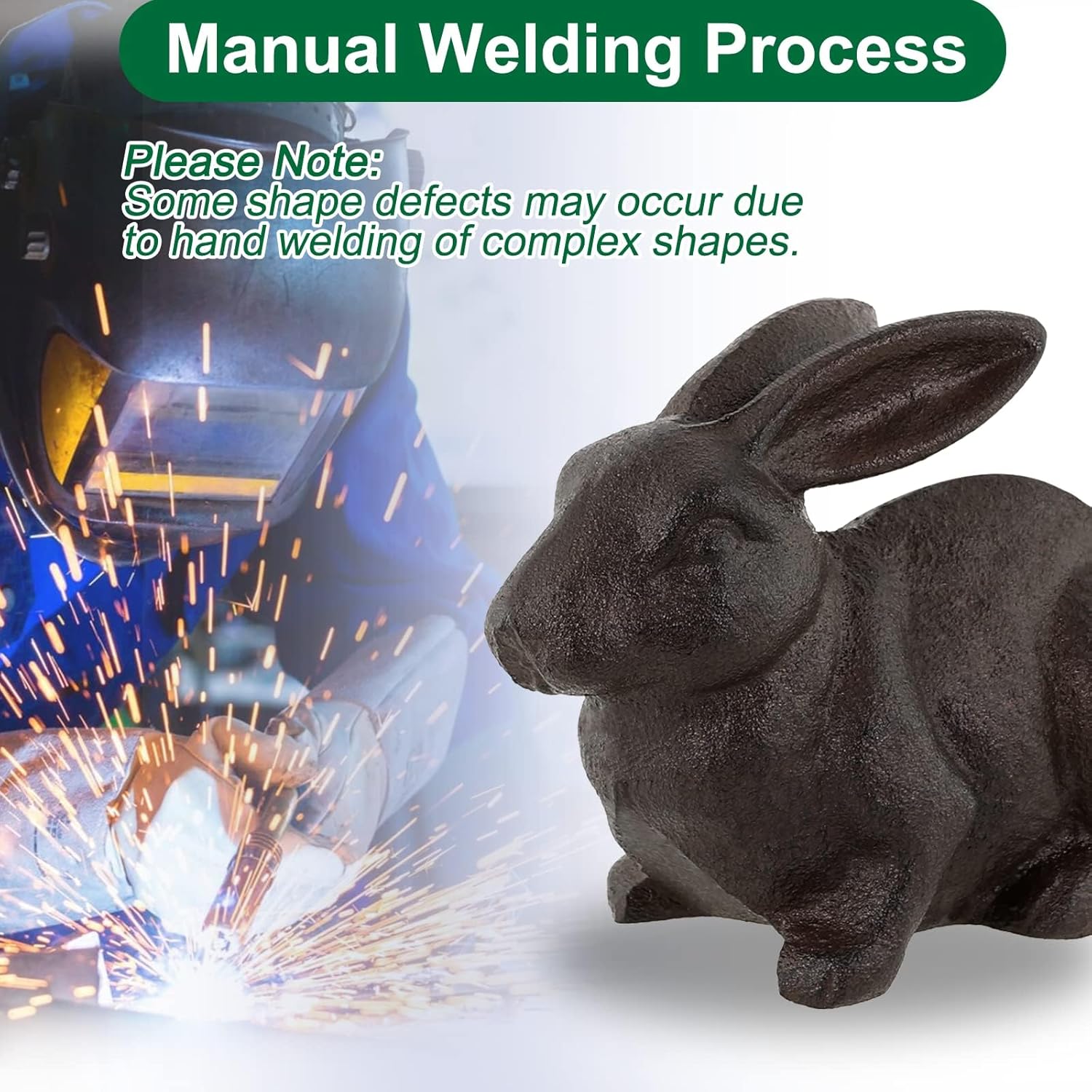 Thumbnail 2 de Vintage Dark Brown Rabbit Bookends – Rustic cast iron style bunny book stoppers for home office shelves