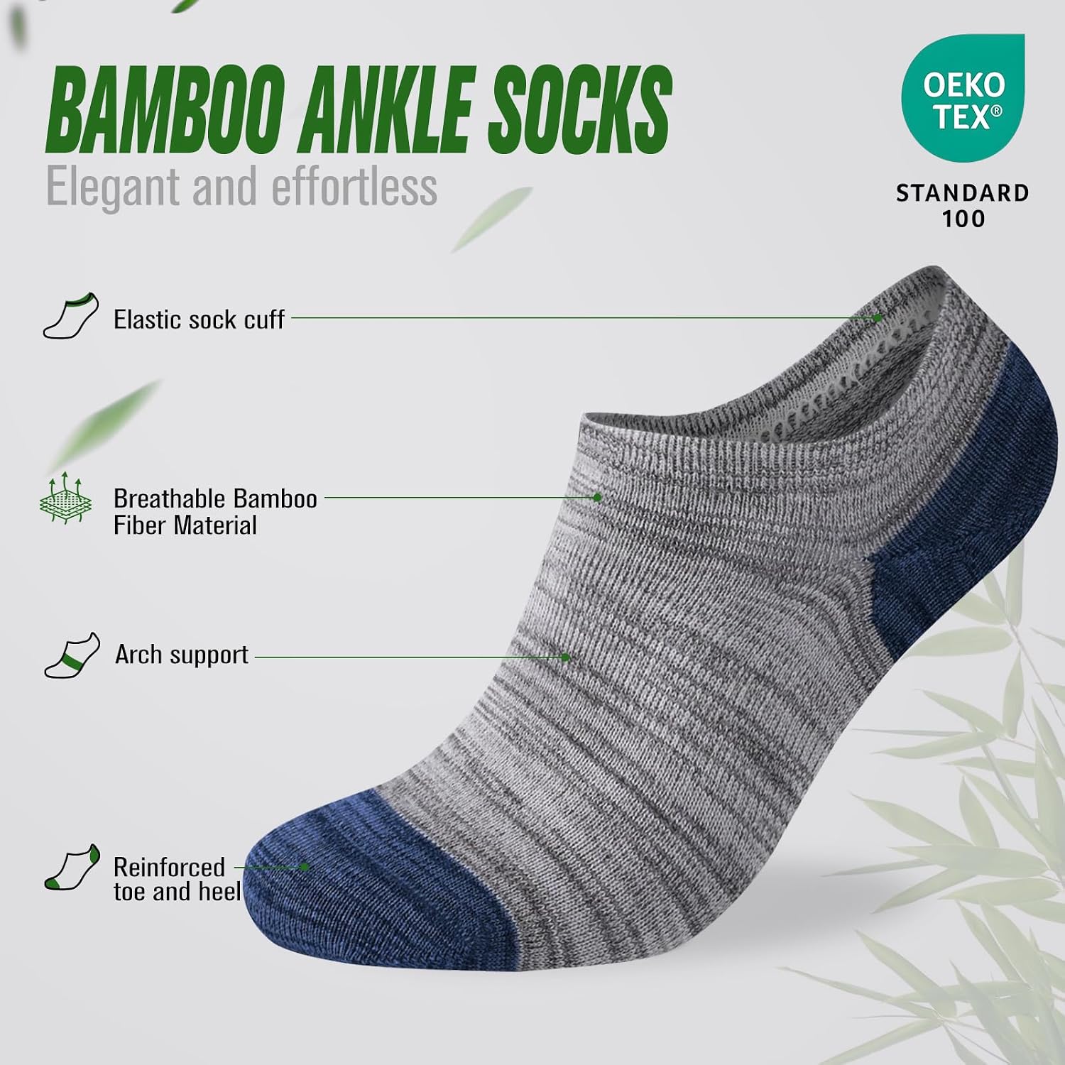 Thumbnail 6 de Niorasen onzichtbare sokken, bamboe met antislip, 6 paar, maat 35-50