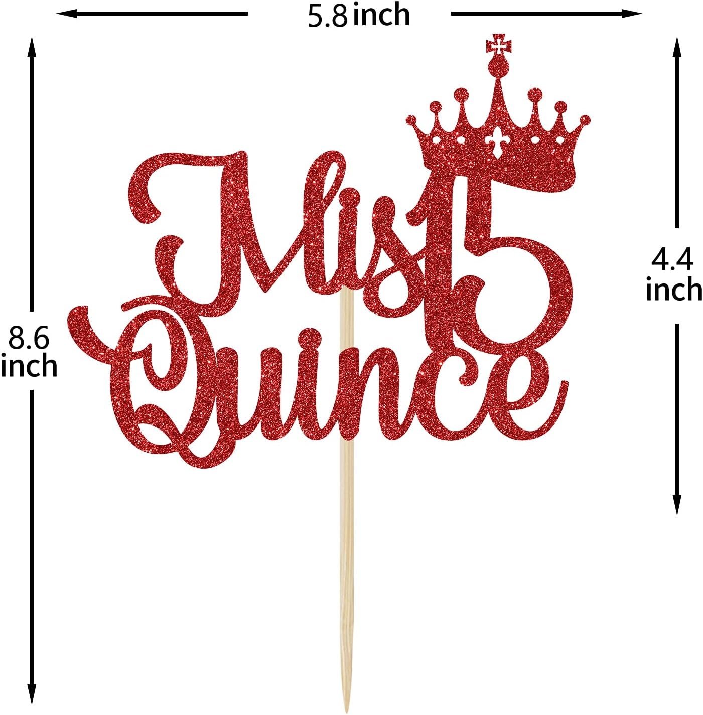 Thumbnail 4 de Mis Quince 15 Cake Topper, Red Glitter