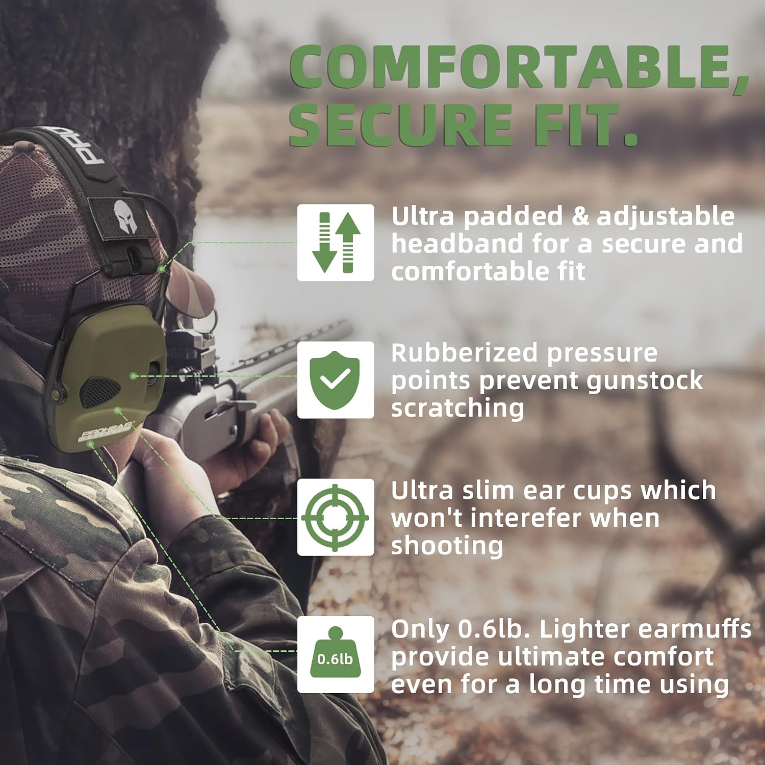 Detalle de PROHEAR Electronic Shooting Earmuffs, NRR 23 dB
