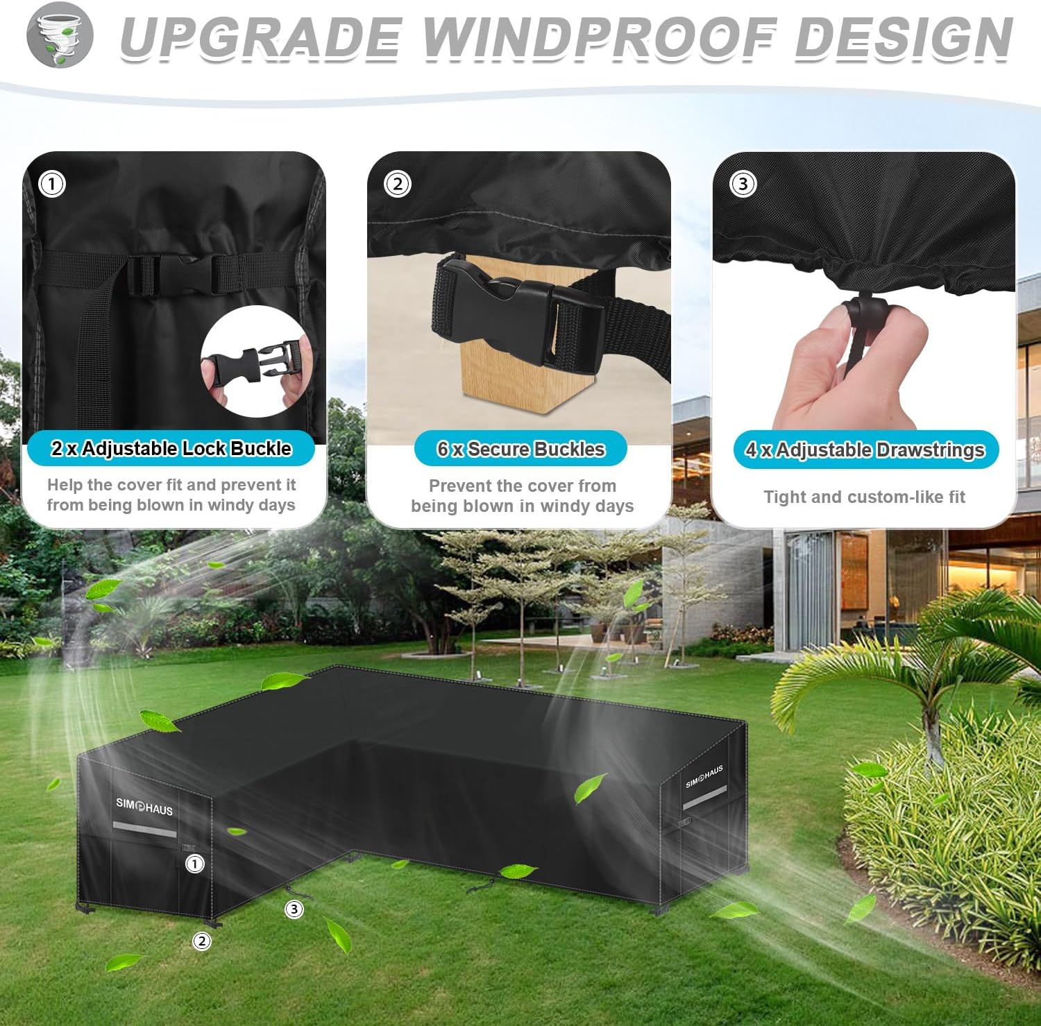Thumbnail 4 de SIMPHAUS L Shaped Garden Furniture Cover