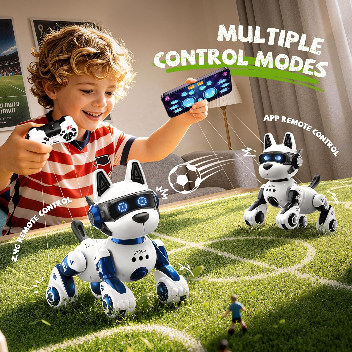 Detalle 1 de Ozega Robot Dog-988A-7 Blue Interactive Robot Dog with Voice and App Control