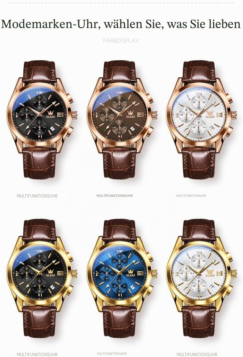 Thumbnail 4 de OLEVS Herrenuhr 42 mm Quarz mit Datum