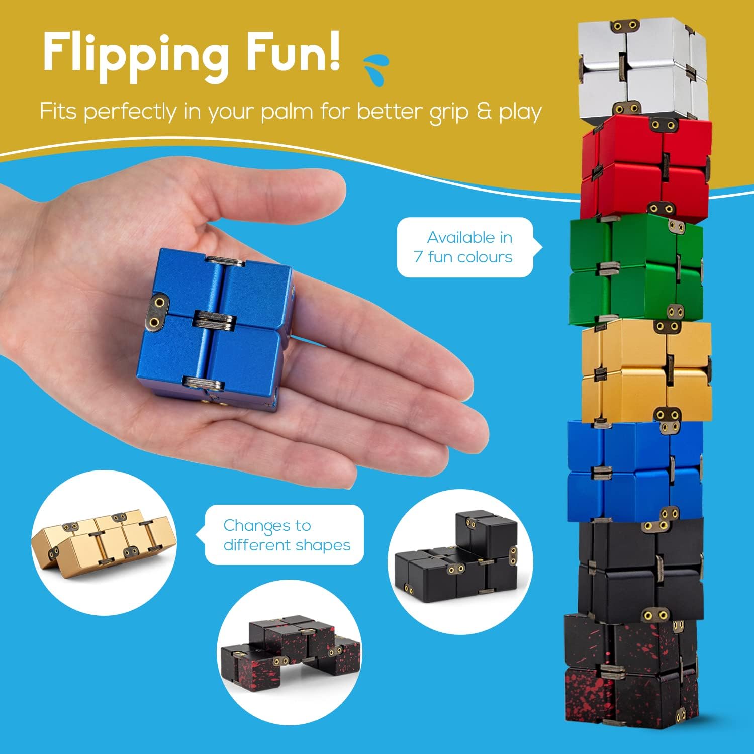 Detalle de PILPOC theFube Infinity Cube Fidget Desk Toy (Aluminum) with Protective Case, Black/Red