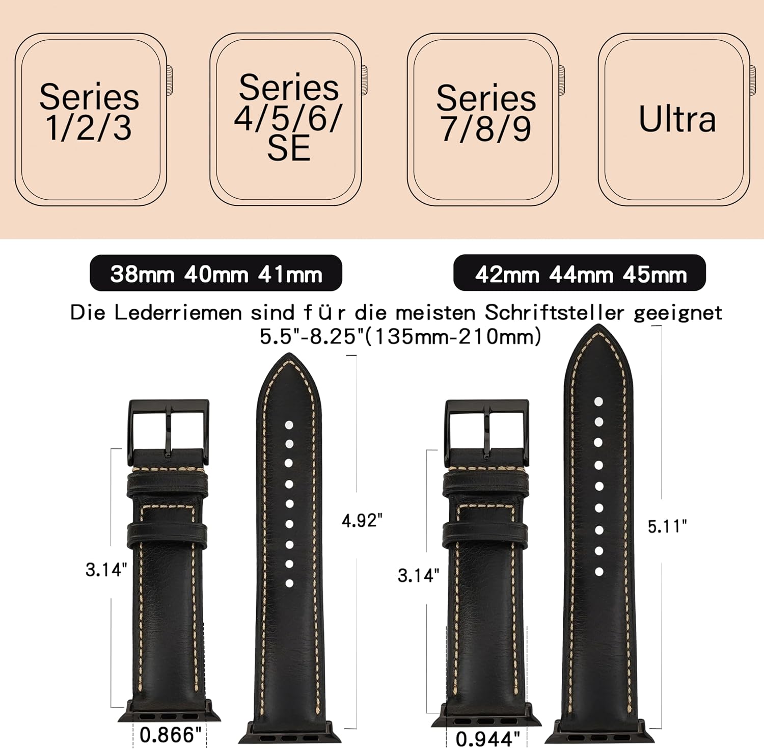 Thumbnail 6 de Gomvadr Vintage Leather Watch Band for Apple Watch (38–49mm): A Prudent, Italian Wax-Tanned Option