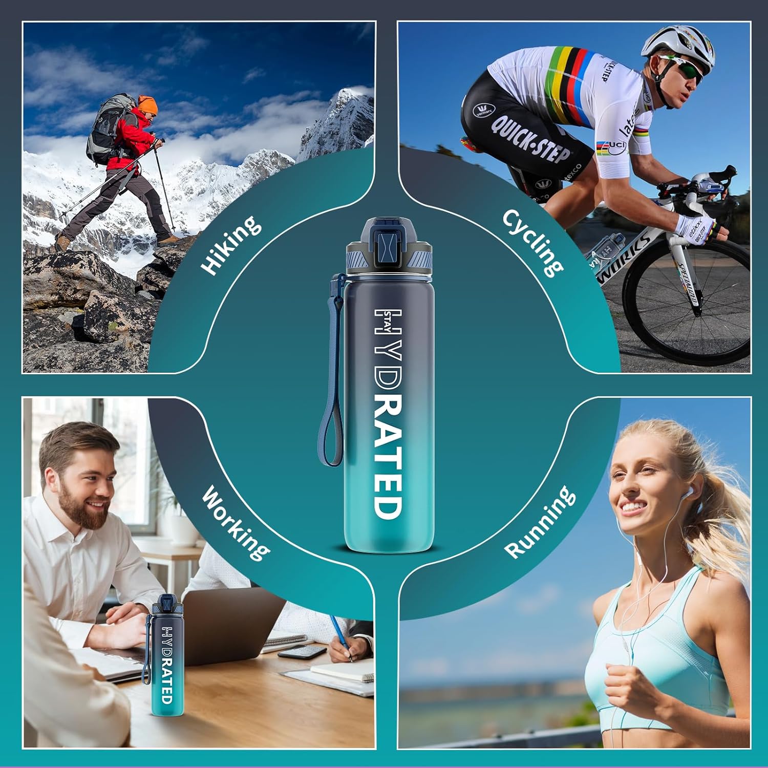 Thumbnail 6 de QLUR Water Bottle 32oz motivational 🥤