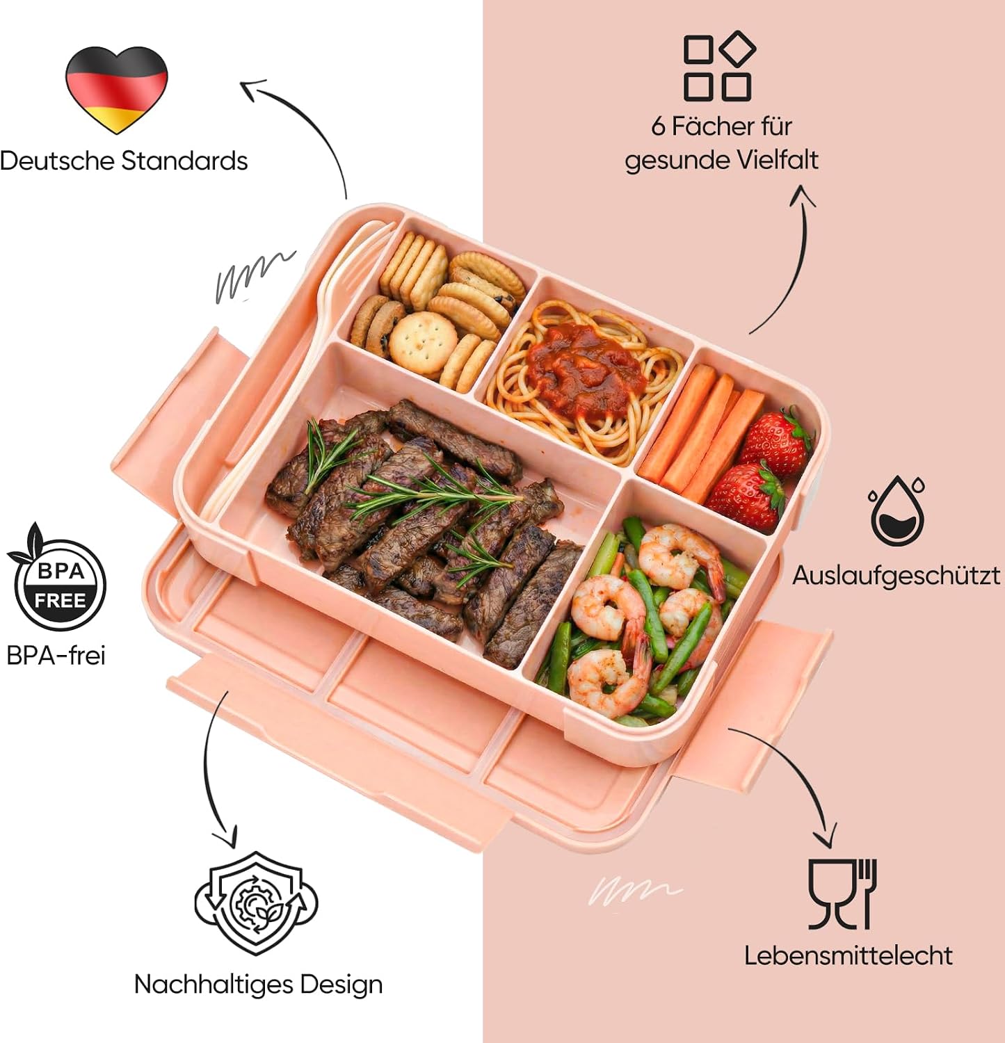 Thumbnail 6 de Bibury lunchbox voor kinderen, 1.300 ml, 5 vakken en apart sausbakje