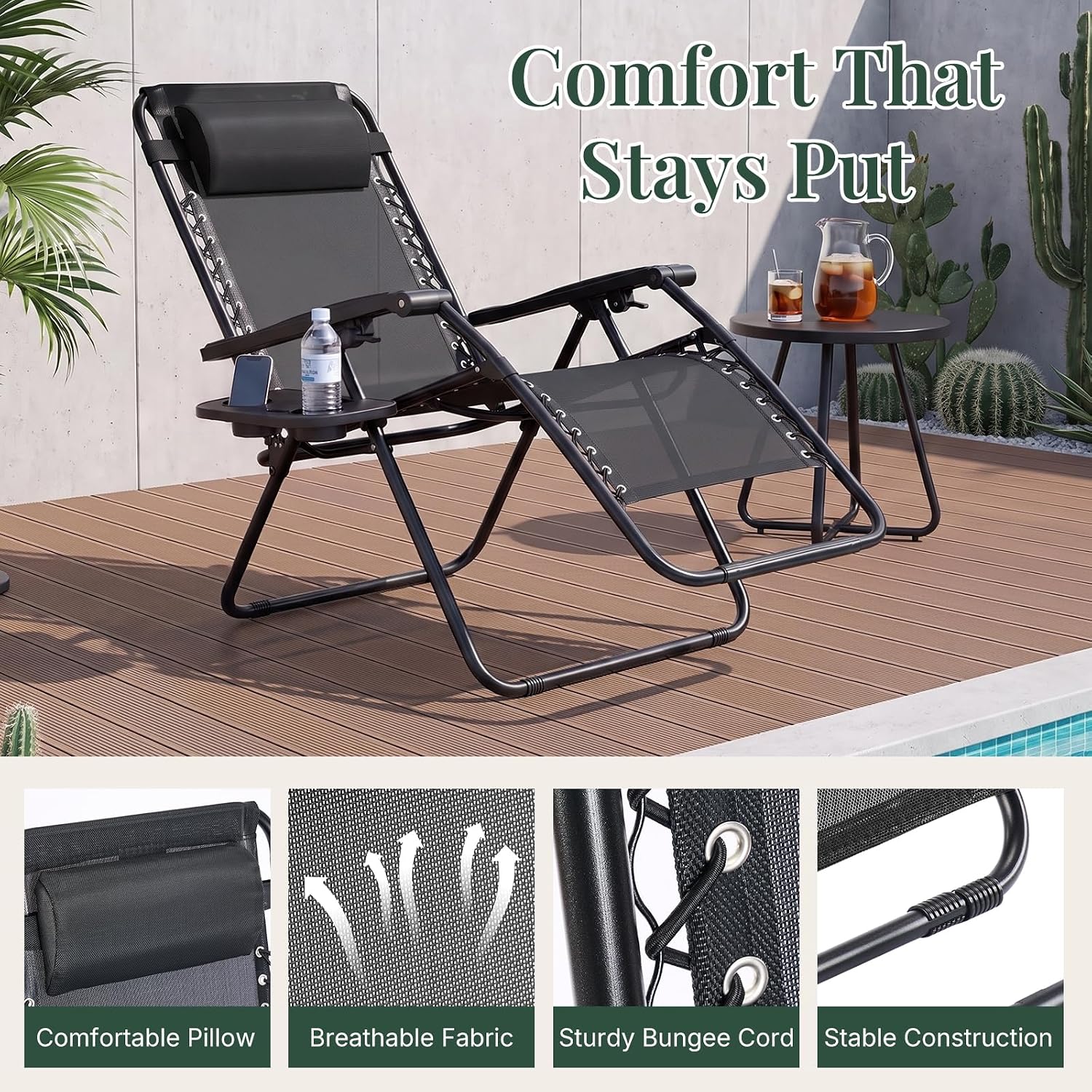 Detalle 2 de HAPPYMONT Zero Gravity Chairs Set of 2