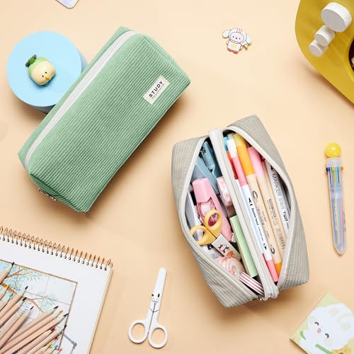Thumbnail 5 de KALIDI Corduroy Pencil Case Pen Bag Large with 2 Compartments for Girls