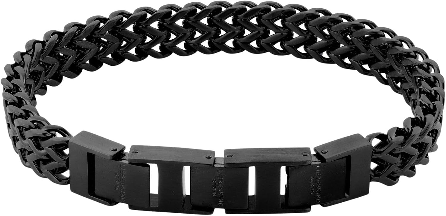 Detalle 1 de LIEBESKIND BERLIN Woven Damen-Schmuck: geflochtene Armband-Kette aus Edelstahl (silber, gold, roségold & schwarz)