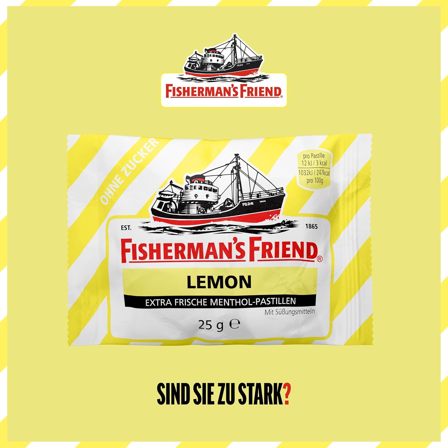 Detalle 2 de Fisherman’s Friend Lemon – 24er Vorratsbox, Zuckerfrei & Vegan, Zitronen-Menthol für frischen Atem