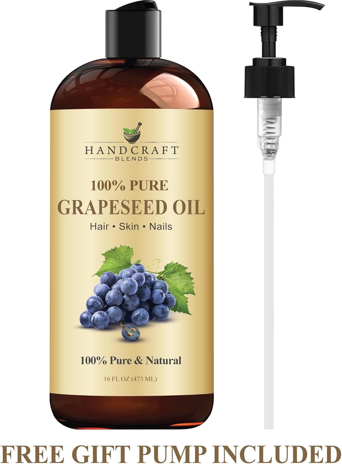 Thumbnail 6 de Handcraft Blends Grapeseed Oil (Cold-Pressed, Hexane-Free) | 100% Pure Carrier Oil for Skin, Hair & Massage | 16 fl oz