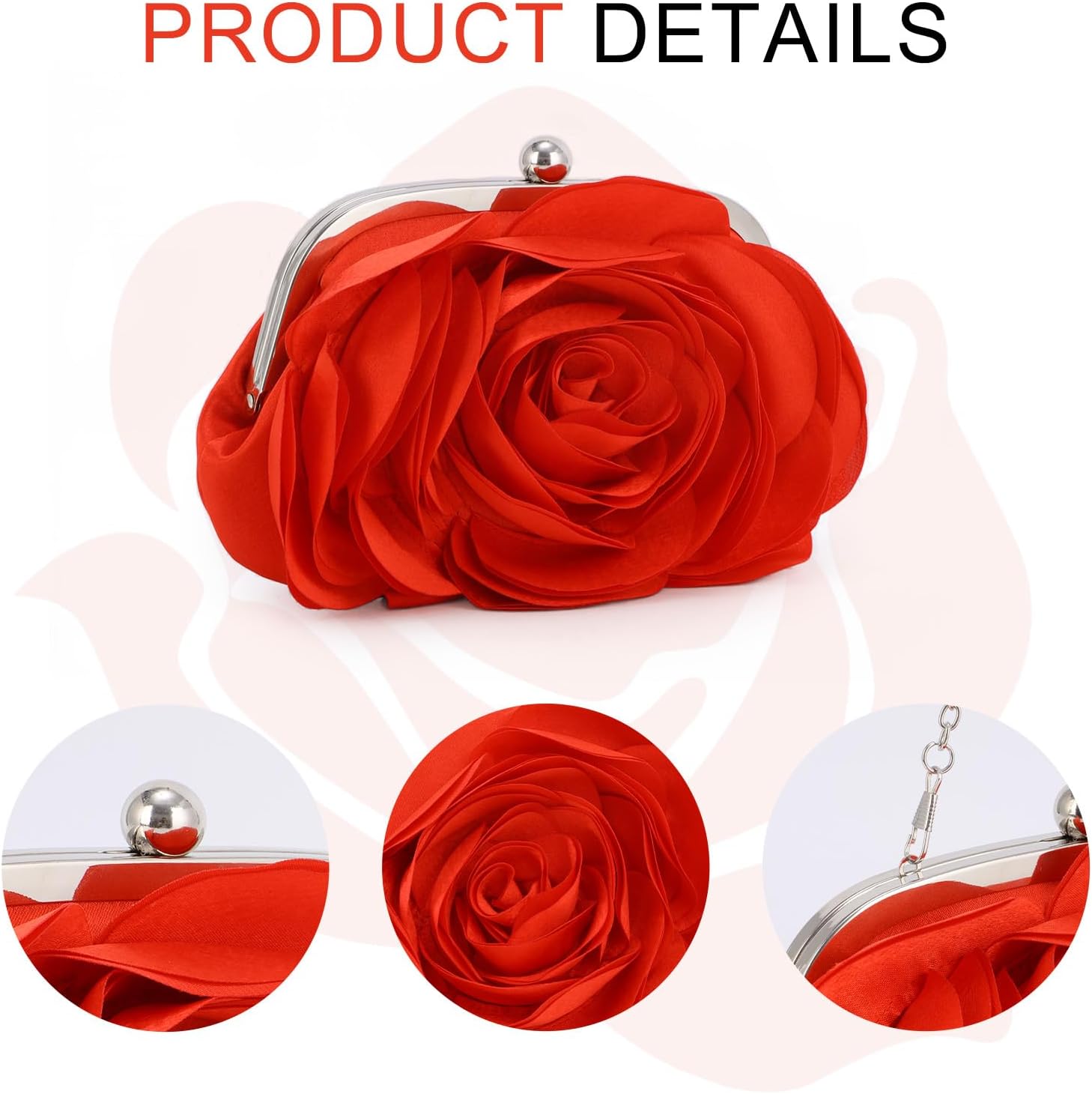 Thumbnail 4 de Fecialy Floral Satin Evening Bag 26cm