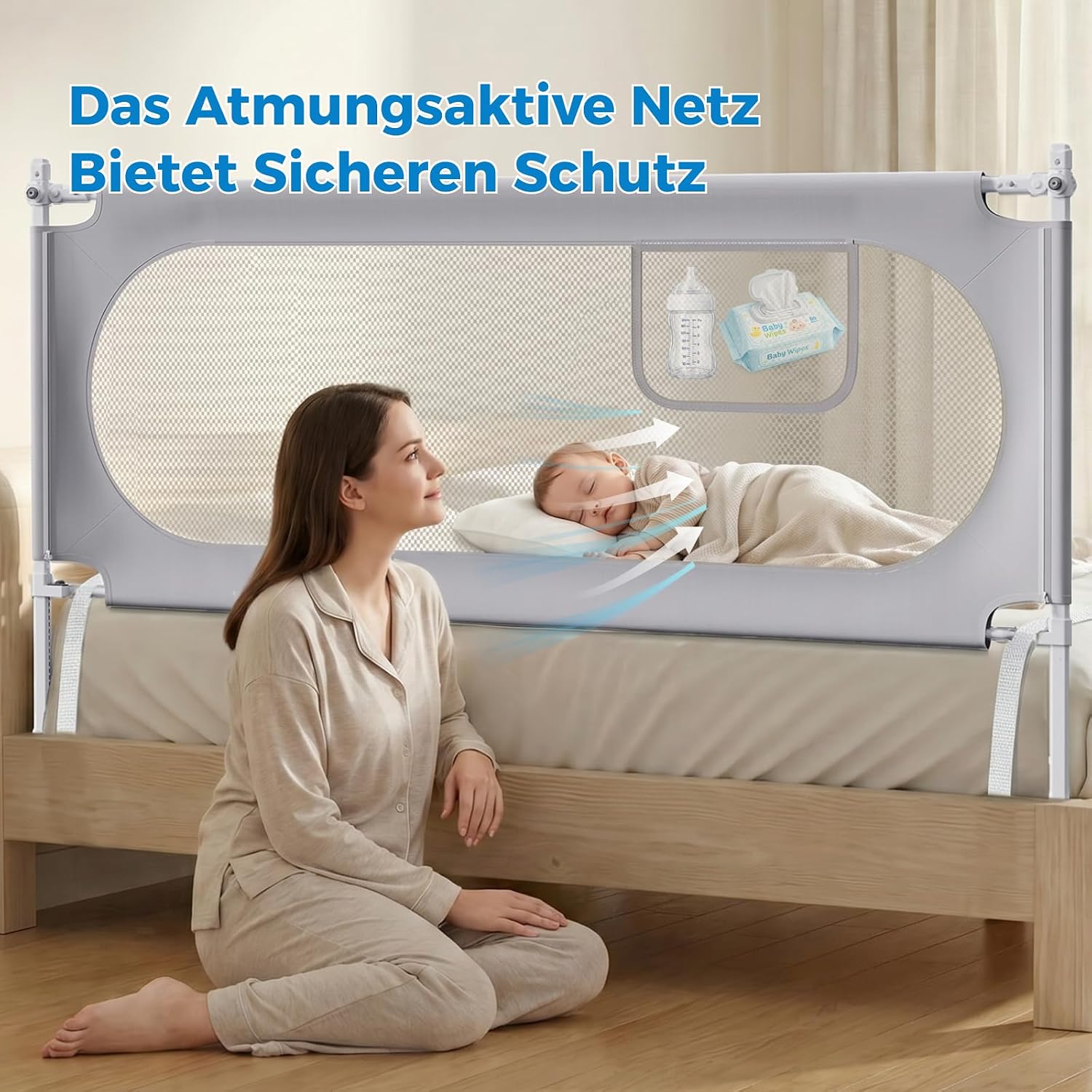 Thumbnail 3 de KUQAZ Stabiles Bettgitter 200 cm – Rausfallschutz in U-Form für Boxspringbetten und die meisten Bettarten