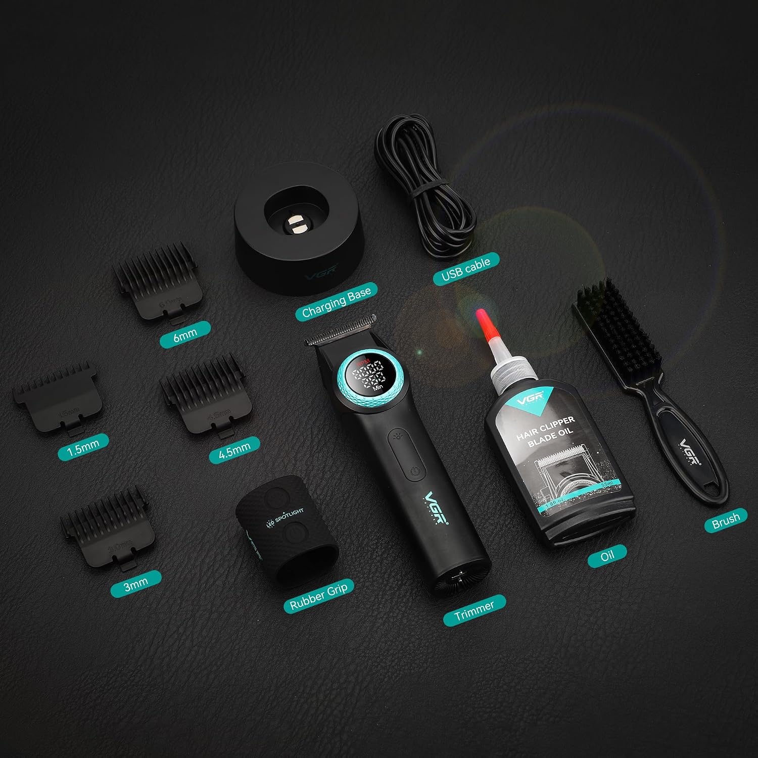 Thumbnail 6 de VGR Professional Beard Hair Trimmer for Men – Cordless USB Rechargeable with DLC + Ceramic Blades