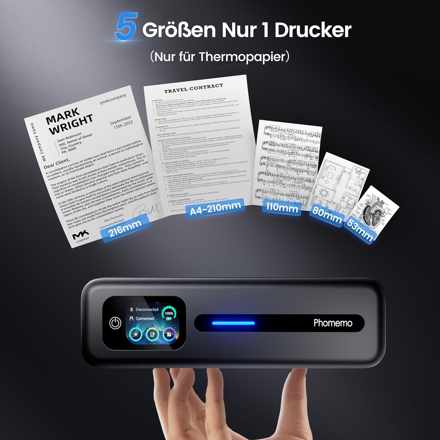 Detalle de Phomemo M832D A4 Thermodrucker mit 300 dpi