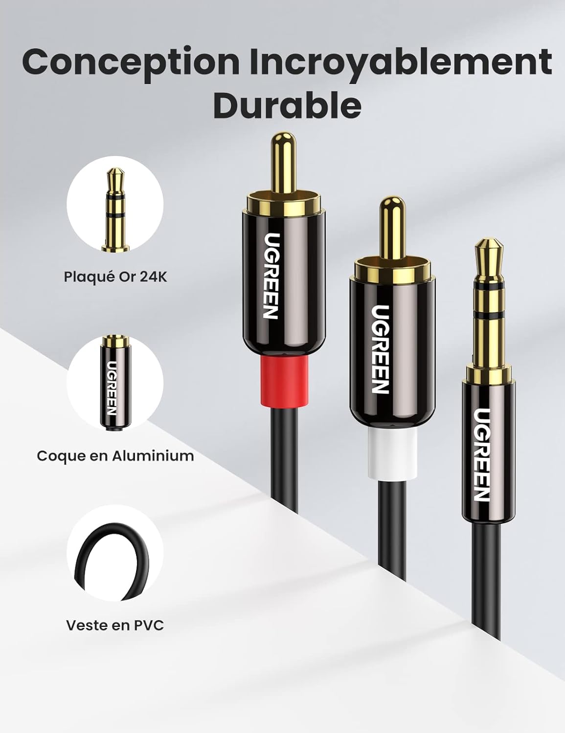 Thumbnail 5 de UGREEN Câble Jack 3,5 mm vers 2 RCA 1M