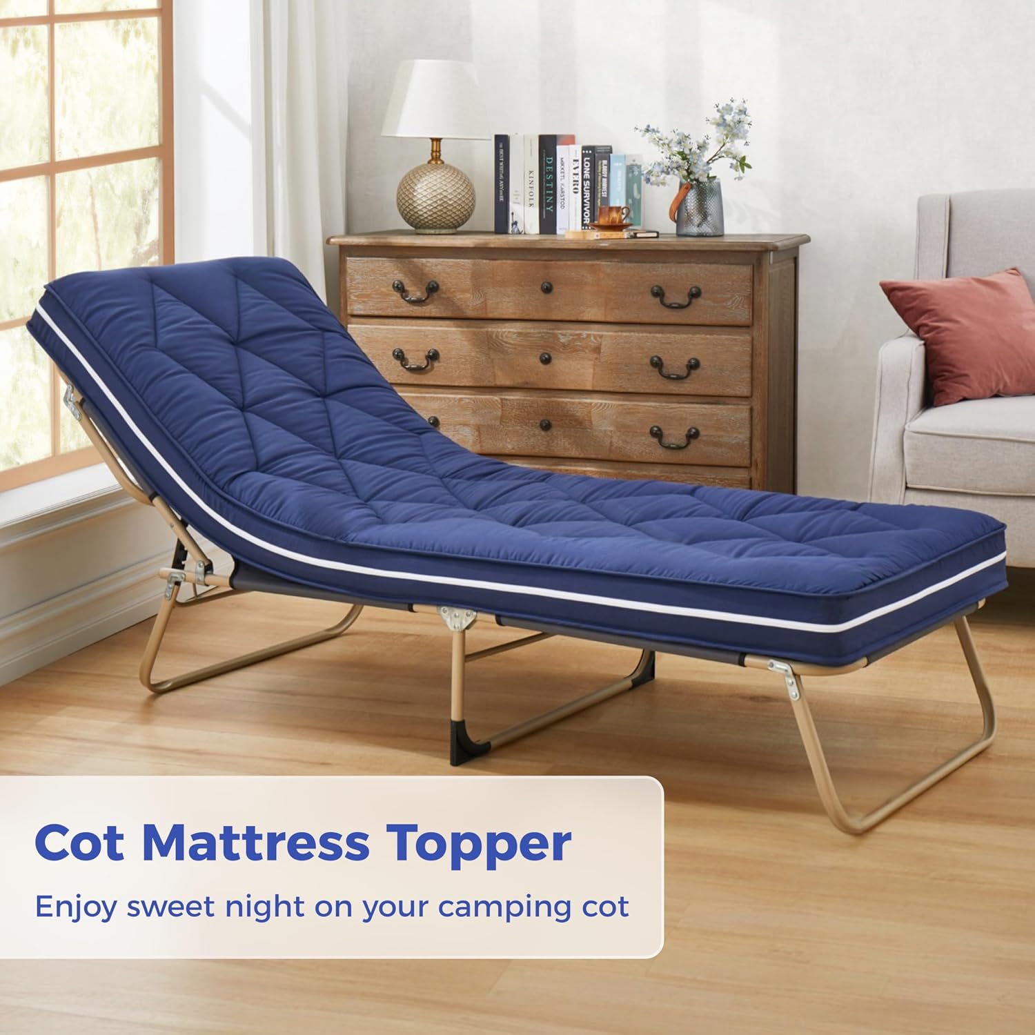 Detalle de Jamdok Single Roll Up Floor Mattress with Memory Foam Topper (190x75x10cm) in Blue